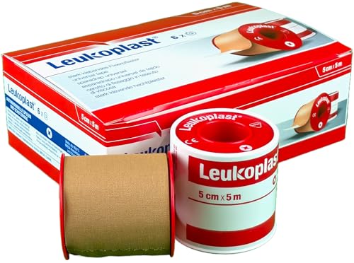 Leukoplast 5m x 5cm lot de 6 rouleau sparadrap tissu