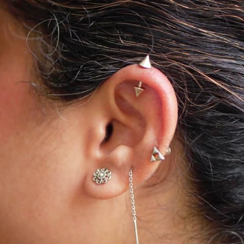Image of Quirksmith 925 Sterling Silver Bugadi Earrings /Helix Piercing Studs with 925 Stamp And Certificate Of Authenticity /Gift for women