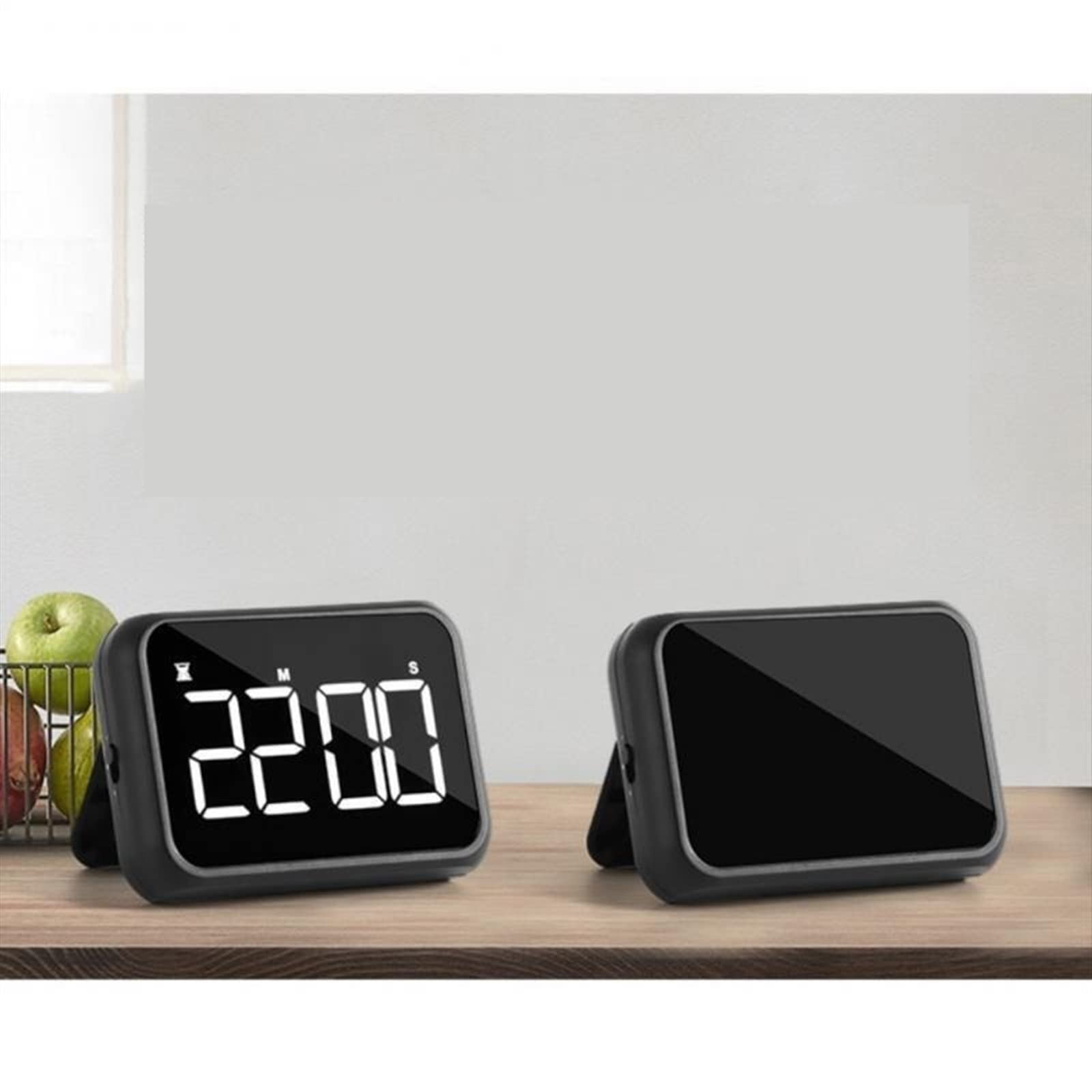 Ofenthermometer, multifunktionaler Küchentimer, Wecker, Timer für das Kochen zu Hause, Countdown, Stoppuhr, Anzeige, Timerzähler (Pink) (Schwarz)