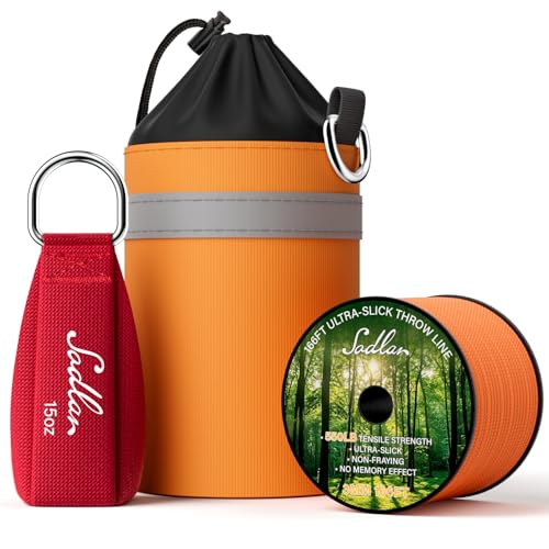 Arborist Throw Line Kit - Ultra Slick 166ft Rope with 15Oz Weight Throw Bag Low High Limb Throwing Adults Forestry Tree Trimming Cutting Gear