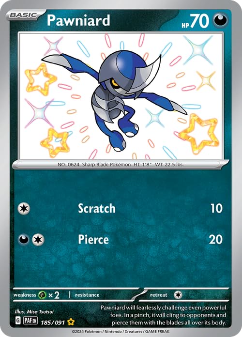 Pokemon - Pawniard 185/092 - Paldean Fates - Shiny Pokemon - Ultra Raro
