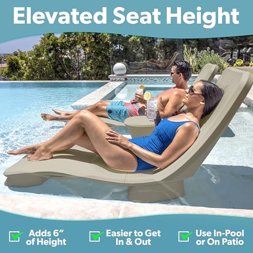 Image of Coast Modern in Pool Lounge Chair - Waterproof & Weighted Chaise Lounger - Outdoor Pool Furniture for Patio or in Baja Shelf - Sand