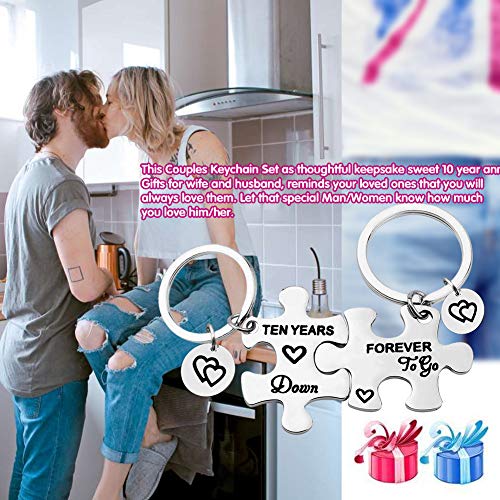 Ten-Years-Down-Forever-to-Go-Couples-Keyring-Puzzle-Piece-Matching-Pendant-Keychain-Set-10-Years-Anniversary-Keychains-Love-Gift-Couple-Jewelry-Promises-Jewelry-Gift-2Pcs