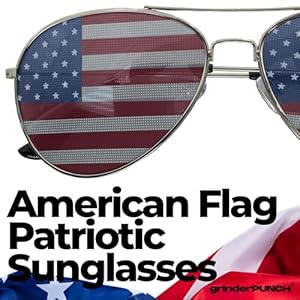 grinderPUNCH 3 Pack Bulk USA America Glasses American Flag Aviator Sunglasses Assorted Colors