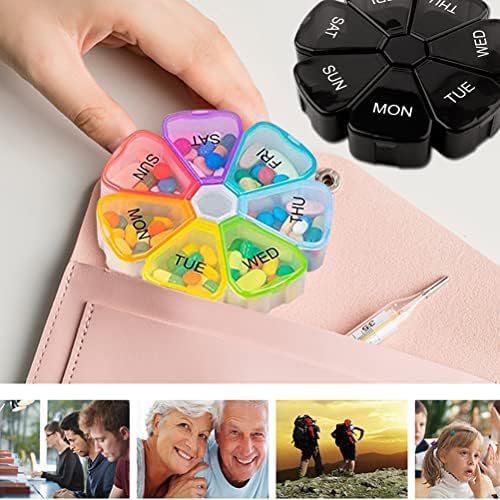 2 pcs Weekly Pill Boxes Organiser, Portable Medicine Storage Box Daily Tablet Pill Pot Boxes Organiser Large 7 Day 1 Times a Day Dosset Box for Pills Vitamins Fish Oils Supplements Medicine Tablets