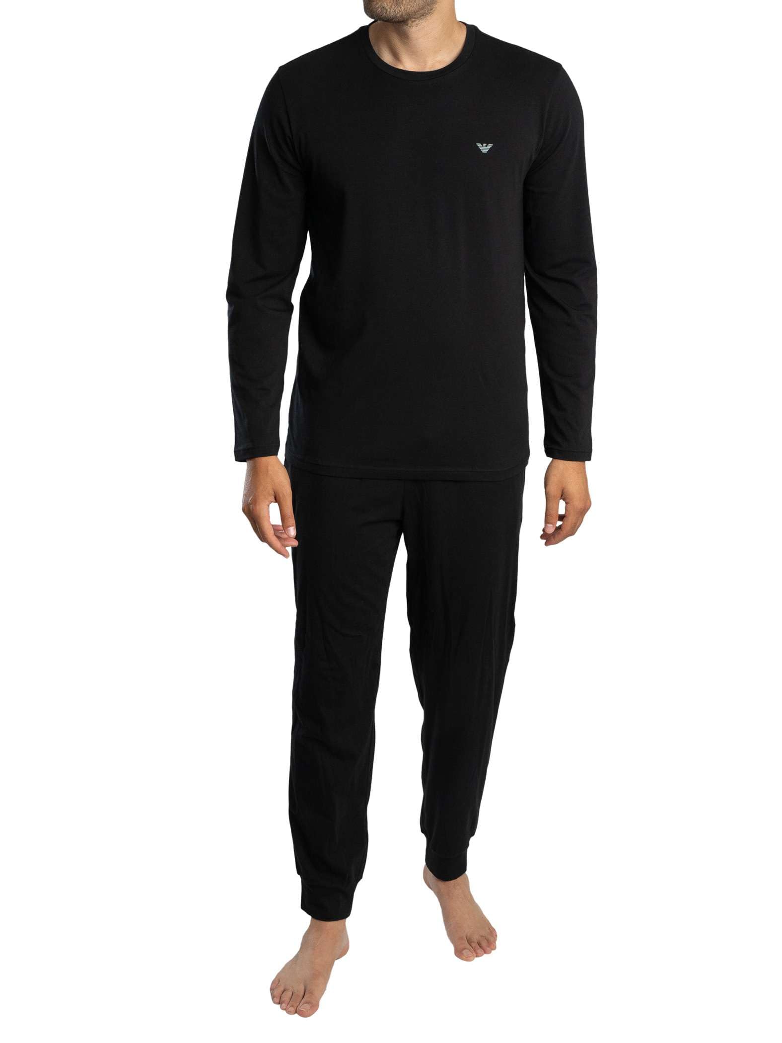 Emporio Armani Herren Schwarz -Pyjama Mit Bündchen, Größe S