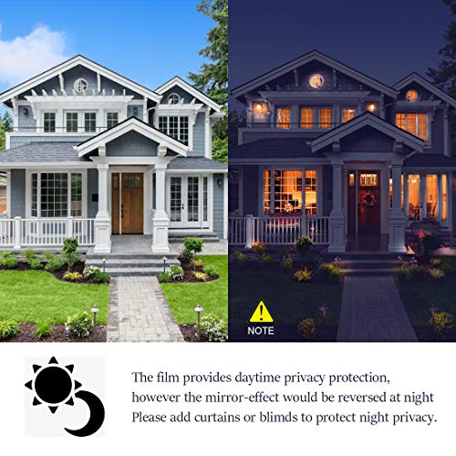 One Way Window Film Window Tint Daytime Pirivacy Mirror Glass Screen Stickers Self-Adhesive Sun Blocking Heat Control Anti Uv Diy For Home Office Silver 23.6 Inch X 6.5 Feet #TOP5