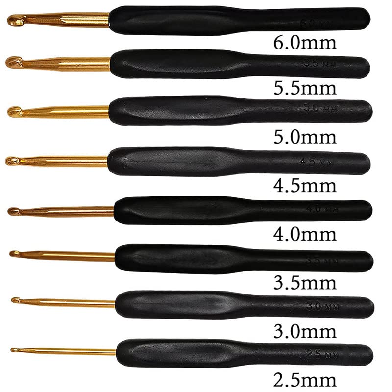 8pcs Uncinetti Set, Morbido manico in alluminio gancio a maglia tessuto DIY ago artigianale di piccole dimensioni