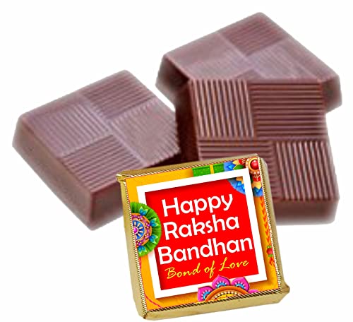 Image of Rakhi with Chocolate for Brother and Sister in Law | RakshaBandhan Chocolate Box for Bhaiya and Bhabhi |4 Rakhi Set, DairyMilk,Kitkat,Chocolate Coated Almond, Handmade Chocolae Combo Pack