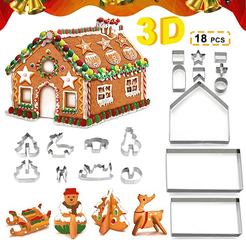 Svanco Plätzchen Ausstecher Weihnachten Keksausstecher für Kinder DIY Keks Back Mini Ausstechformen Brot Lebkuchenhaus-Kit 18-teiliges Cover