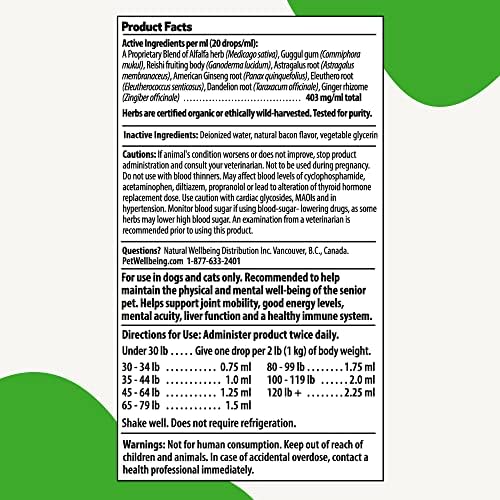 Pet Wellbeing Old Friend for Senior Dogs - Supports Overall Health in Older Canines - Natural Herbal Supplement 2 oz (59 ml)