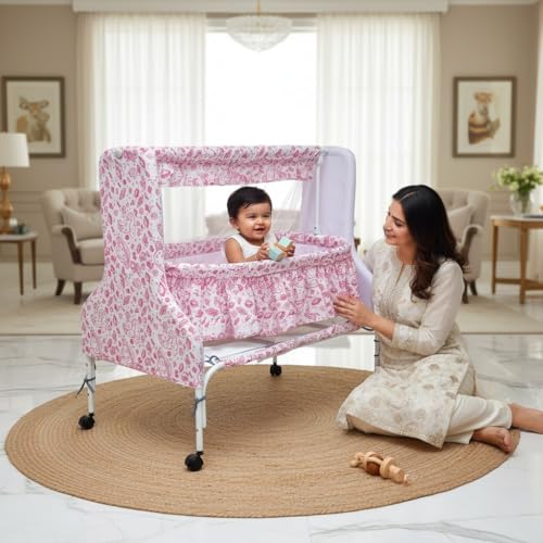 Image of Kiddery Baby Cradle Series Supernova Pink Bassinet