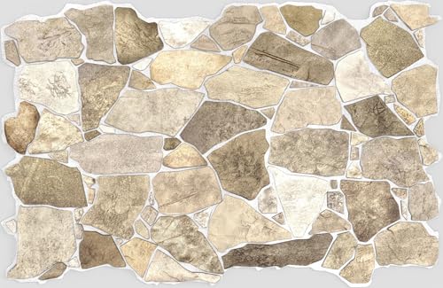 Dundee Deco 3D Wall Panels Faux Stone PVC Brown Beige