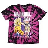 Dragon Ball Z Men's Majin Buu Saga Graphic Print Tie-Dye Adult Anime T-Shirt, Large Purple