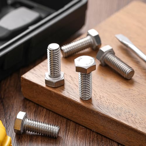 Image of Zonon 50 Pcs 3 /8-16 x 1-1 /4 inch Hex Head Screw Bolt 18-8 (304) Stainless Steel Hexagon Bolts, Fully Threaded, Plain Finish, External Hex Drive (Silver)