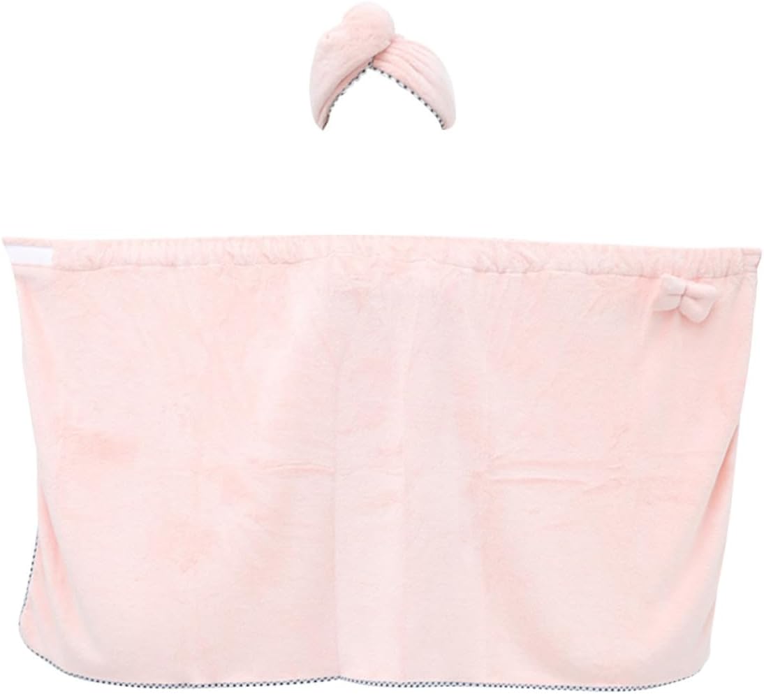 Kisangel Shower Towel and Hair Drying Set Fleece Bowknot