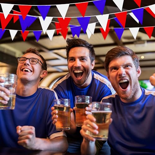 XMZY Red White Blue 100 Feet Pennant Banner Bunting Flags String Triangle Flag for 4th of July Independence Day Hanging Festival Outdoor Decorations 60 PCS by XMZY - Image 6
