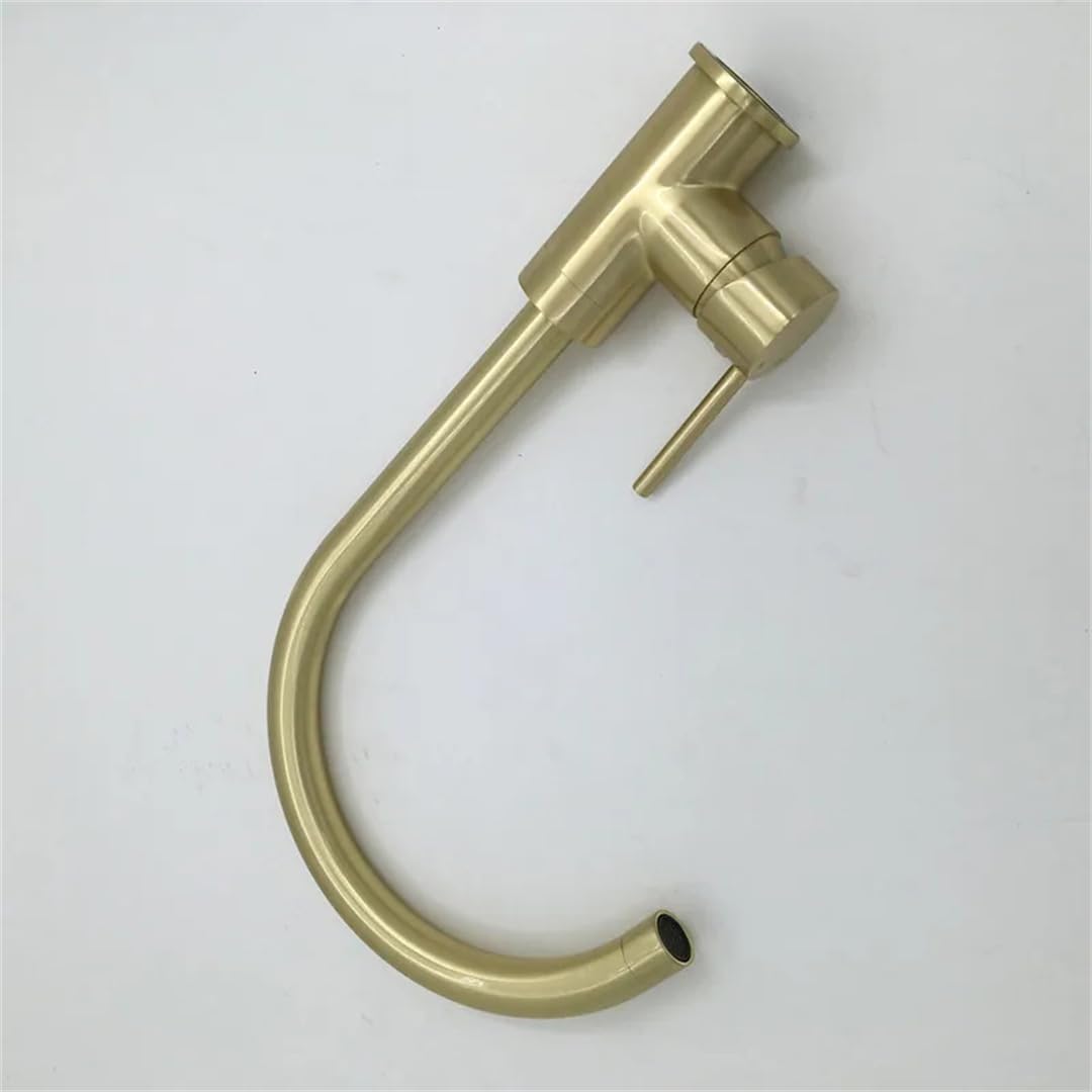 Placa de Armadura de Oro Cepillada para Instalar Grifo de Fregadero de una Sola Manija, Agua Fría Y Caliente de un Solo Agujero, Boquilla Giratoria de 360 Grados 6204Pg, TOMRAIN, 6.204 piezas,