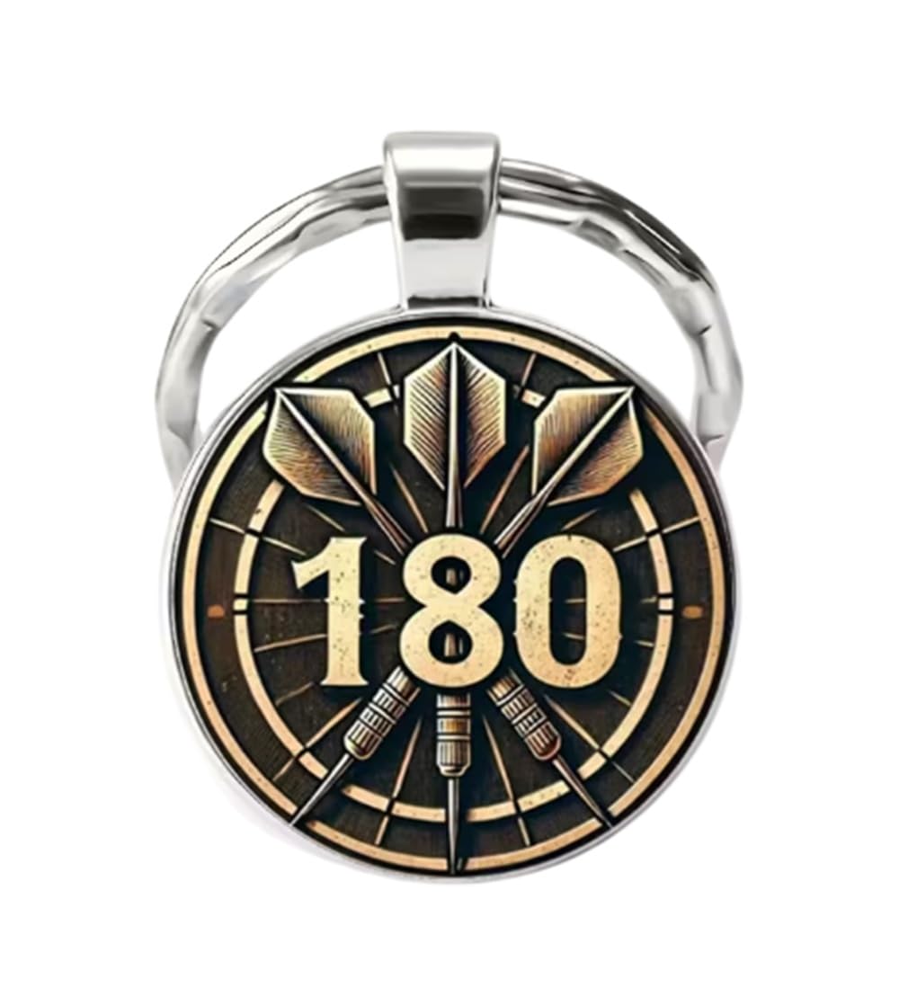 CMJ™ Gold coloured Darts Keyring Keychain Sport Dartboard Sporting Maximum Score 180