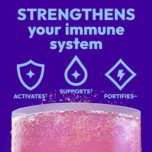 Image of Emergen-C Immune+ Triple Action Immune Support Powder, BetaVia (R), 1000mg Vitamin C, B Vitamins, Vitamin D and Antioxidants, Raspberry, Back to School Essentials - 30 Count
