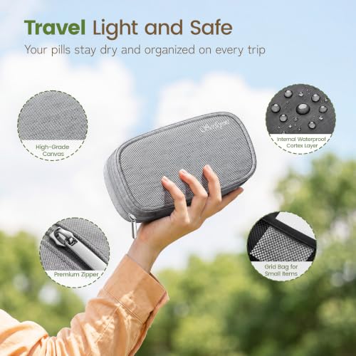 Image of Serfeymi Weekly Travel Pill Organizer 2 Times a Day AM PM Black Pill Box