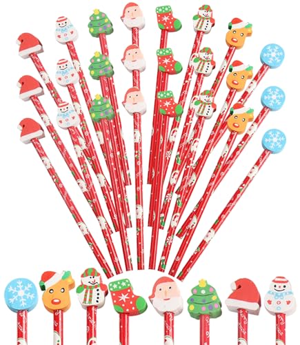 Lápices con borrador diseño Navidad pack 48 piezas miniatura 1