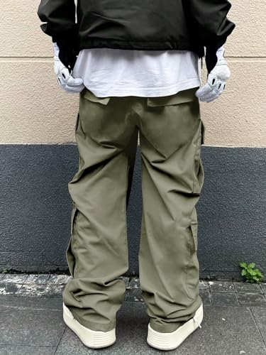 WDIRARA Men's Drawstring High Waist Streetwear Cargo Pants with Pockets2