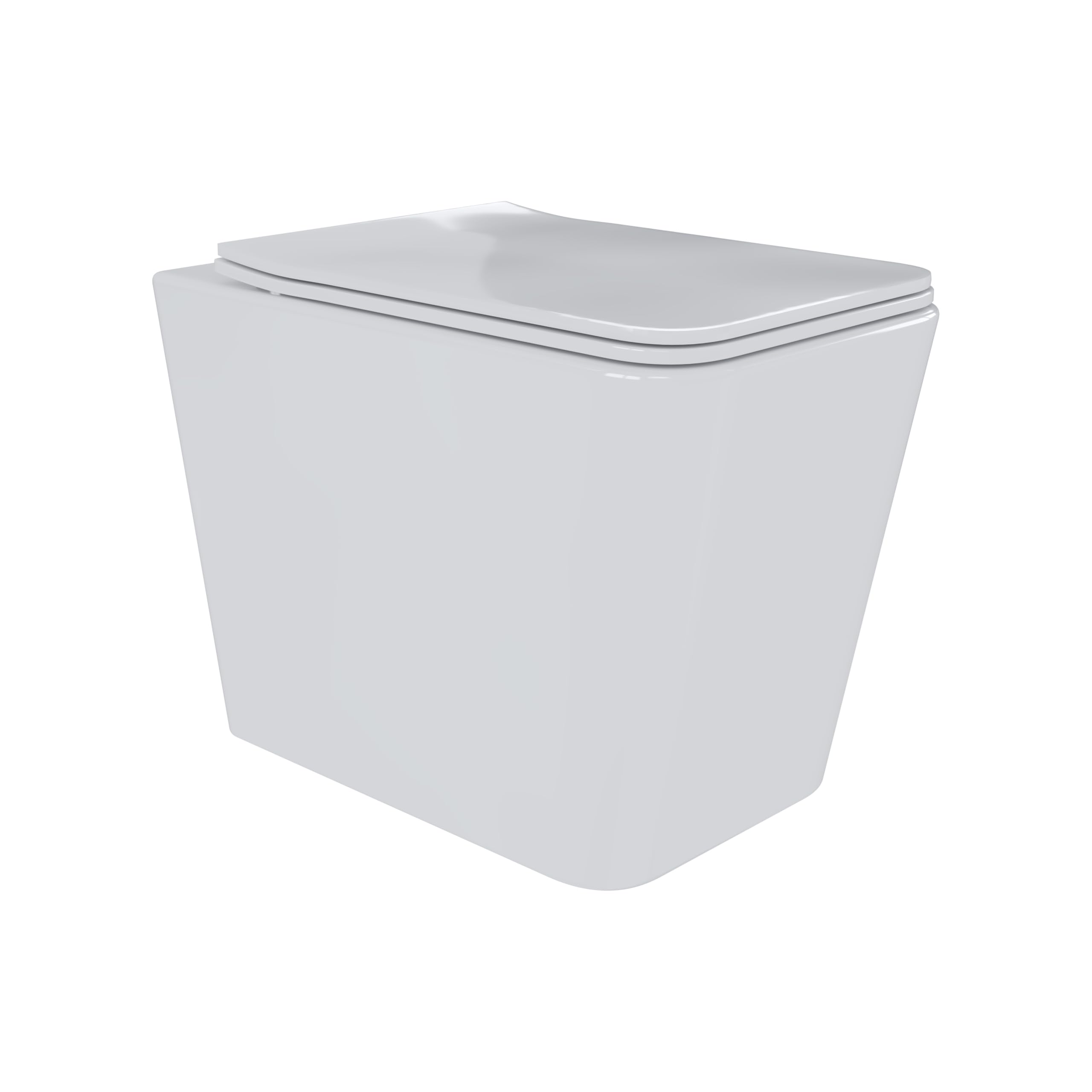 Set Sanitari Filomuro WC e Bidet Quadrati in Ceramica con Copriwater Soft Close e Sgancio Rapido Bianco Lucido Design Moderno (Quadrato)