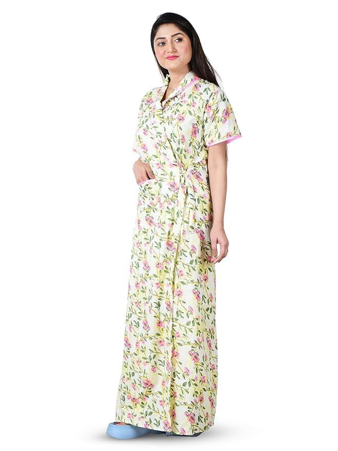 Cotton Maternity Gown for Women | Pregnancy & Feeding Nighty | Soft Breathable Nursing Nightwear Dress | Postpartum Comfortable Lounge Wear for Pregnancy, Feeding Mothers & New Moms-image-22