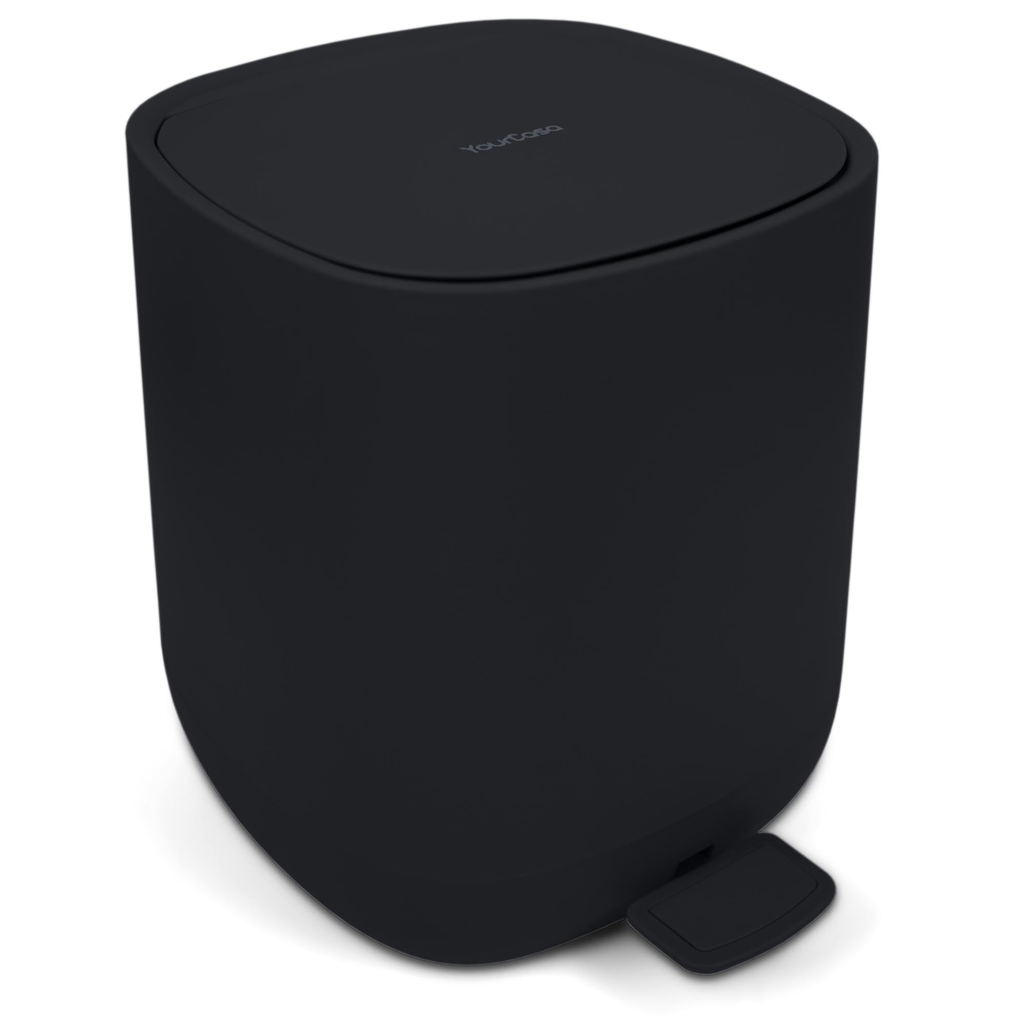 YourCasa Pattumiera da bagno 5 L con coperchio e chiusura morbida nero