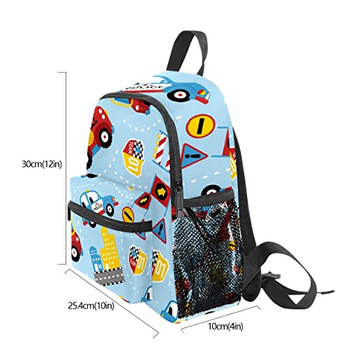 FCZ Kids School Bag Girls Boys Preschool Toddler Backpack for Boy Girl Lightweight Shoulder Book Bag for Kids Perfect Back Pack for Toddler to Kindergarten Firefighter Police Car Blue - Image 5