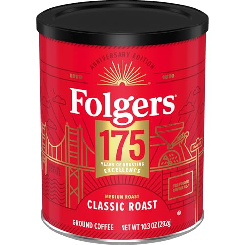 Image of Folgers Classic Medium Roast Ground Coffee, 10.3 Oz 175th Anniversary Limited Edition Metal Can