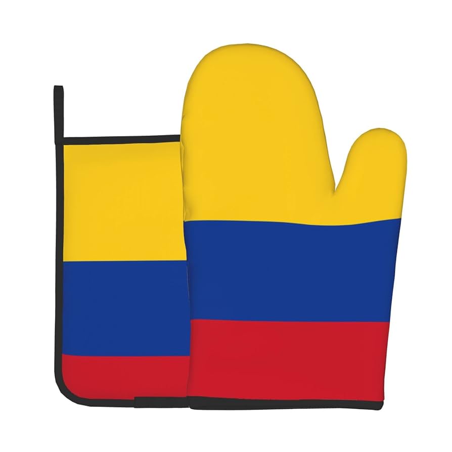 Flag of Colombia Kitchen Baking Set Oven Mitts and Pot Holders,Heat Resistant Up to 180°c,Non-Slip,Waterproof Perfect for Cooking,Baking,Grilling,BBQ