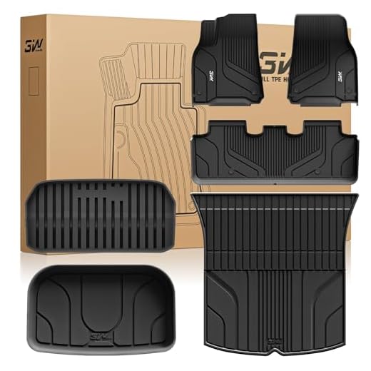 3W Tesla Model Y Floor Mats, All-Weather TPE Floor Liner Compatible for Tesla Model Y 2020-2024, Full Set Black Floor Mats and Cargo Liner Mat Accseeories Custom Fit for Tesla 5-Seater