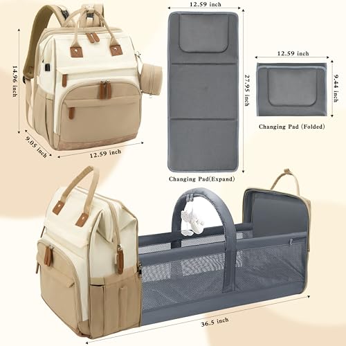 Image of DERJUNSTAR Large Diaper Bag Backpack | Insulated Bottle Holders, USB Charging Port, Travel Design, For Mom & Dad