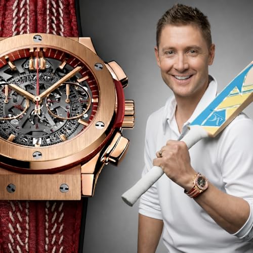 Image of Luxury Skeleton Dial Men's Watch with Rose Gold Case & Red Premium Strap