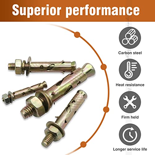 3834 x 2-12 inch carbon steel antiskid sleeve anchor zinc plated non-slip expansion anchors for concrete base wall furniture 10 pcs