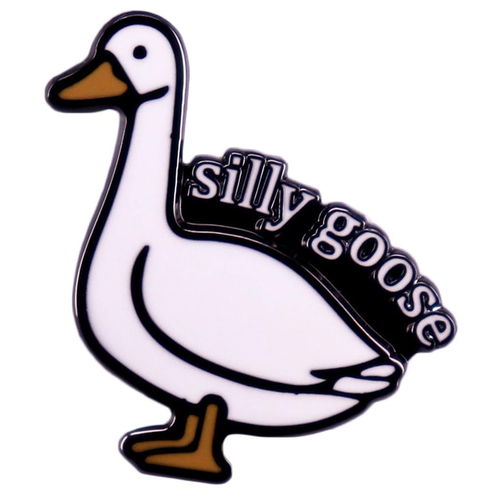yangwenyuanGoose Brooch Silly Goose Humorous Letter Brooch Badge Cartoon Animal Design Hard Enamel Pin Fun Goose Pin Cute Collar Pin Suitable for