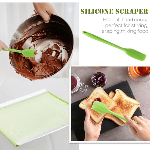 Image of Thenshop 8 Silicone Dehydrator Mats & 10 Mesh Dryer Mats and 1 Baking Scraper, Reusable Non Stick Silicone Dehydrator Tray with Edge for Baking Fruits Meat Vegetables(Green)