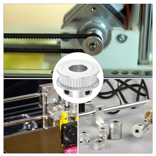 QUARKZMAN 2GT Riemenscheibe 40 Zähne 12mm Bohrung Aluminium Zahnriemenscheibe für 6mm Breite 40T Zahnriemen mit Sechskantschlüssel für 3D-Drucker, CNC, Umlenkrolle Pulley-2 Stück Silber