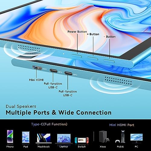 Image of GEEKOM Portable Monitor（2026）, 16'' 1200P FHD Laptop Monitor USB C HDMI Computer Display HDR Eye Care External Screen w /Smart Cover for PC Mac Laptop Phone