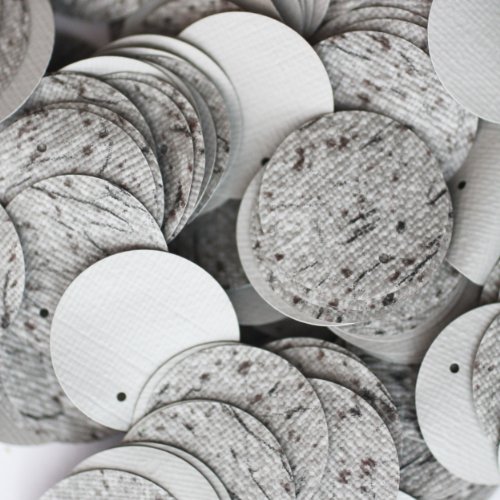 20mm Round Sequin Paillettes ~ Grey Tweed Effect Gray ~ Loose Sequins for Embroidery, Bridal, appliq
