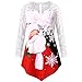 Produktbild TEBAISE Damen Weihnachten Pullover Christmas Weihnachtsmann Gedruckt Spitze Bluse Xmas Langarmshirt Asymmetrisch T Shirt Tops Oberteile Festlich Kostüm Weihnachten Pullover Damen Pulli
