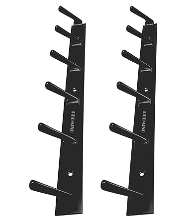 PROMIXO Stainless Steel Black 6 Pin Cloth Hanger Wall Mounted Bathroom Cloth Hanger,Coth Wall Hook,Door Hooks Rail for Hanging Keys,Clothes,Towel (Pack of 2)