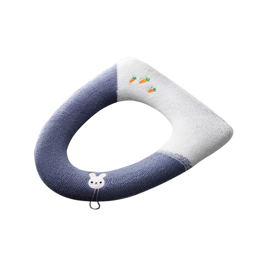 Mzpxqmsyk Women's Blue Toilet Seat Cushion, Knit Washable Warm Toilet Seat Cushion 12.2 Inch Diameter