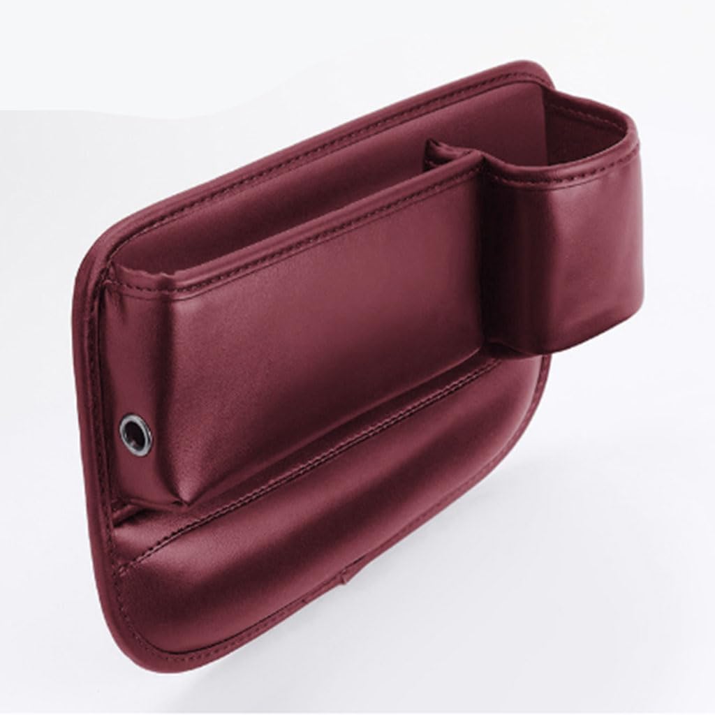 Car Seat Gap Filler Organiser for BMW Mini Hatch F66 F65 2024 2025, Car Gap Box Leather Adjustable with Cup Holder Car Accessories, co-Pilot red