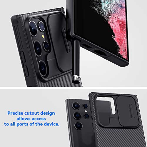 Image of CloudValley for Galaxy S22 Ultra Case with Slide Camera Cover, Slim Thin Shockproof Protective Phone Cases with Sliding Camera Lens Protection for Galaxy S22 Ultra 5G (2022) - Black