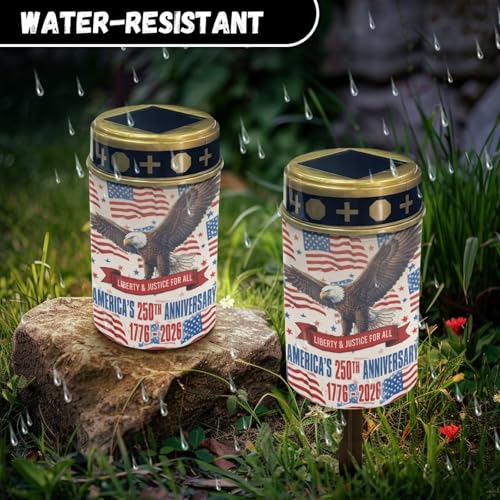 Image of Solar Memorial Light - Patriotic Flameless Candle with American Flag Bald Eagle Print, for Independence Day, Veterans Day, National Cemetery Decor