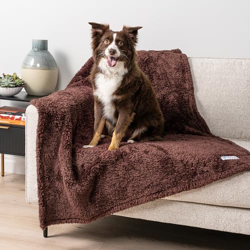 Image of PetAmi Fluffy Dog Blanket for Small Medium Large Dogs, Sherpa Soft Warm Pet Fleece Throw for Indoor Cats, Fuzzy Plush Shaggy Blanket Furniture Protector Sofa Couch Bed, Brown 40x60