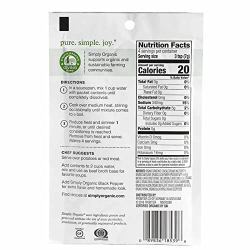 Image of Simply Organic Brown Gravy Mix, Certified Organic, Gluten-Free | 1 oz (Pack of 4)